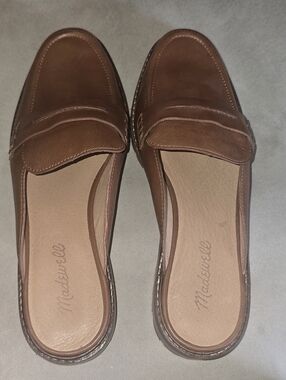 NWOT, Brown Leather, Madewell Mules. Size 8.5